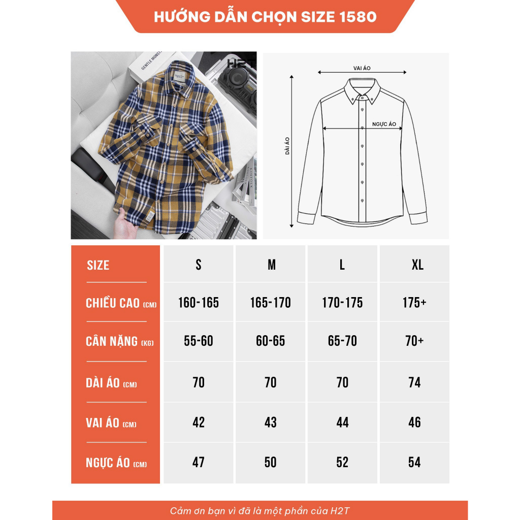 Sơ Mi Flannel Vải Dạ Kẻ Caro 1580