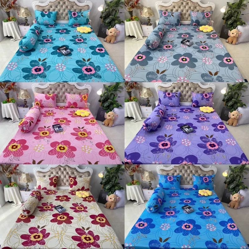 bộ Drap thun Hàn Quốc vải mát mịn bông hoa