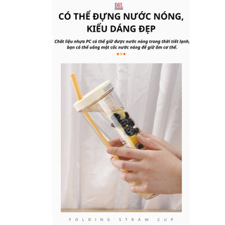 {QUÀ TẶNG} Bình nước trong suốt siêu cute có ngăn lọc trà, trái cây, Dung tích 700ml Có Ống Hút Tiện Dụng