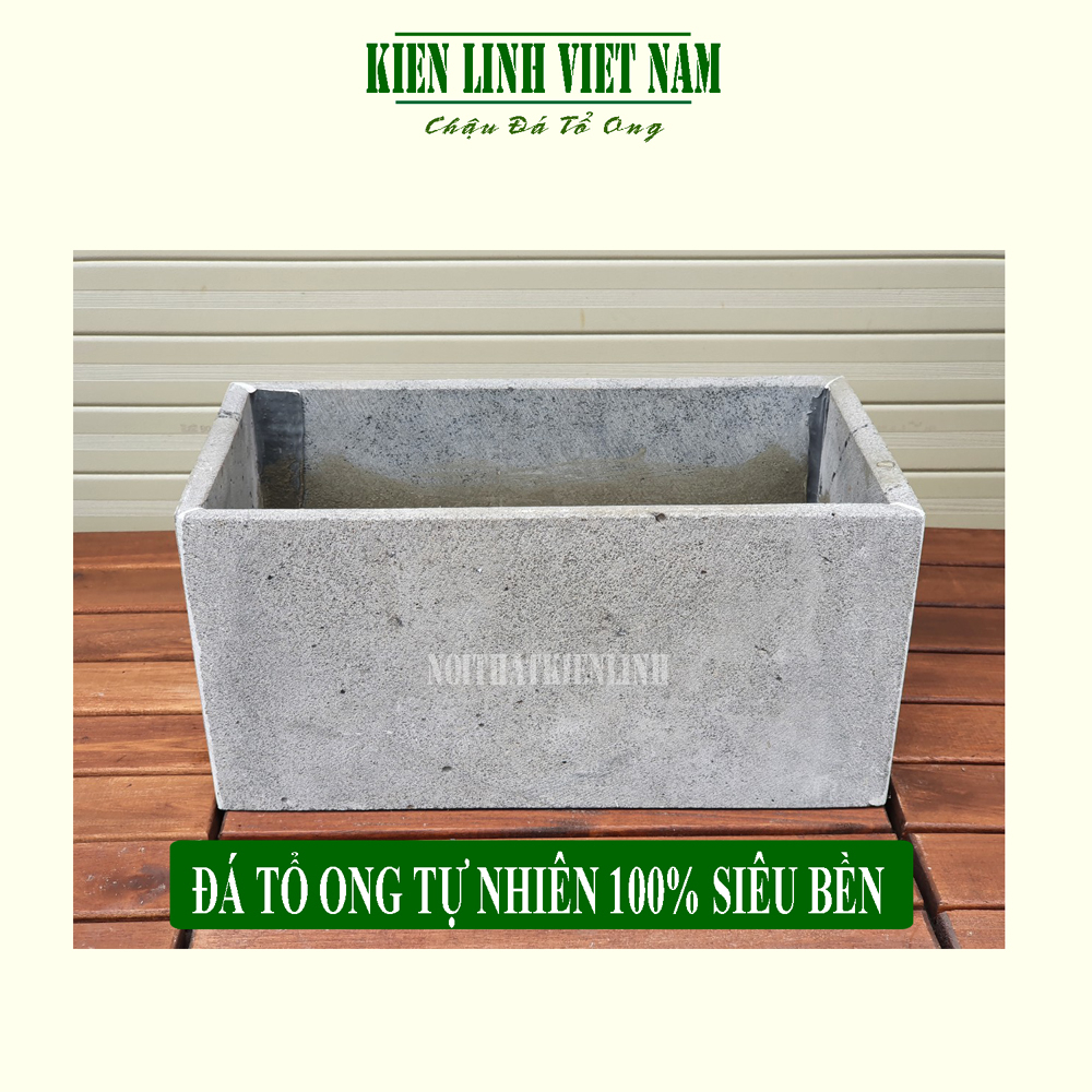 Chậu cây treo tường hình chữ nhật KT D30xr15xC15cm, chất liệu đá núi lửa trồng cây ban công, sân thượng, sân vườn
