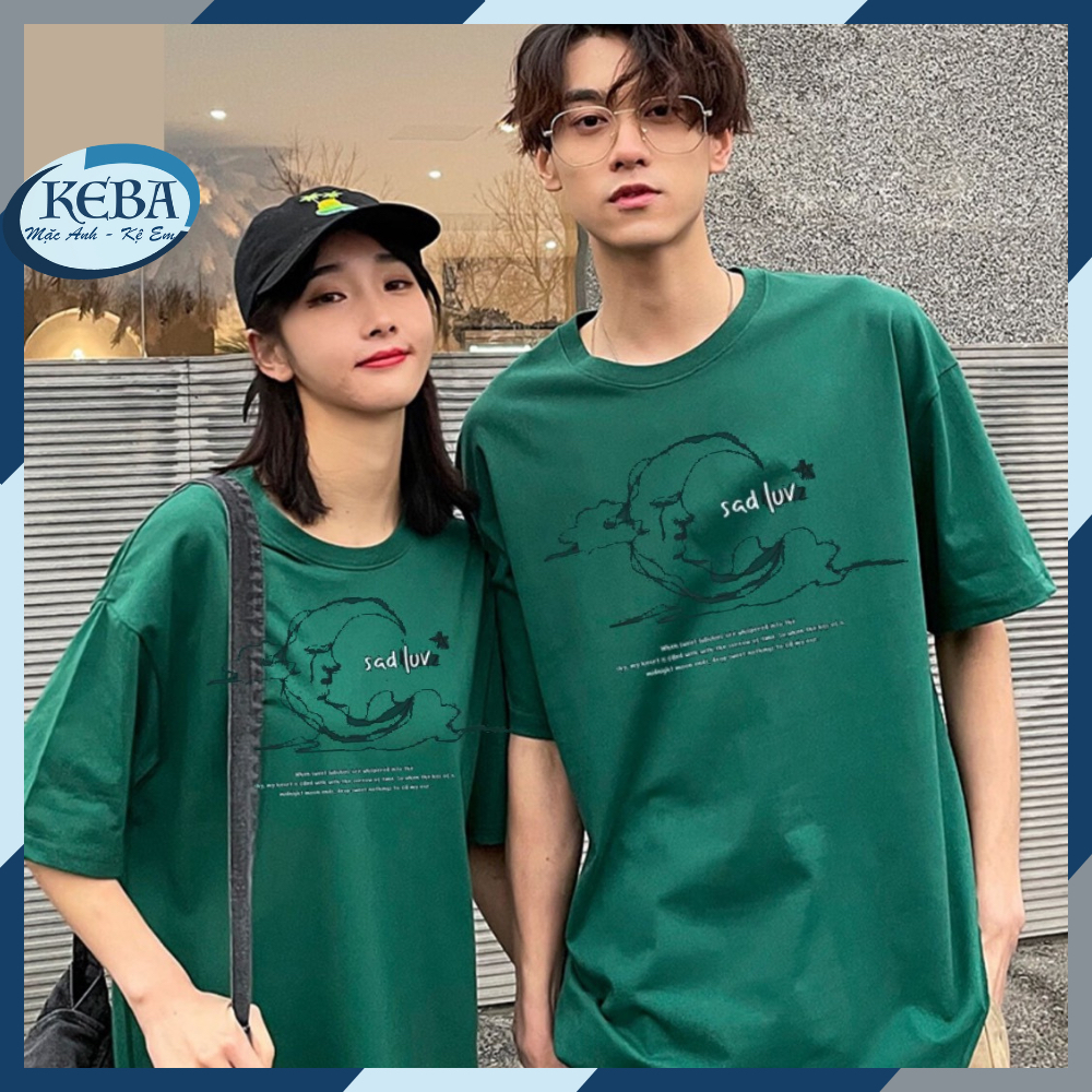 Áo thun tay lỡ unisex SADLUV from rộng - Áo phông KEBA nam nữ không nhăn, xù lông