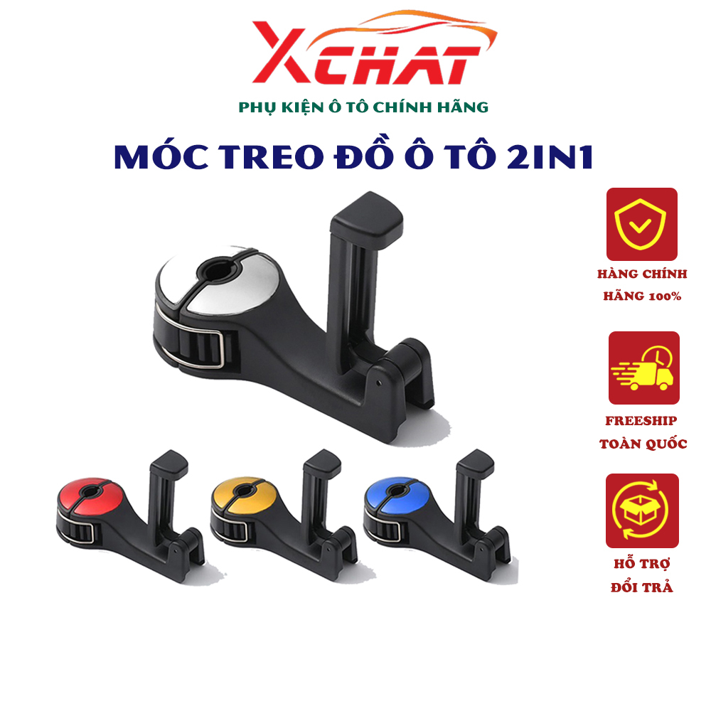 Móc treo đồ trên ô tô gài trước sau ghế XCHAT kèm giá đỡ kẹp điện thoại trên xe tiện lợi thiết kế chắc chắn cao cấp