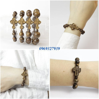 Chuỗi Tràng Hạt Mân Côi Trầm Hương 10 Hạt - Vòng Tay Trầm Hương Mix Thánh Gía Size 8mm-14mm