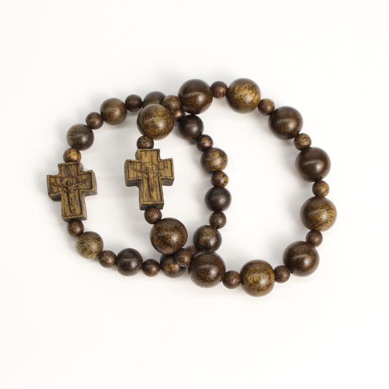Chuỗi Tràng Hạt Mân Côi Trầm Hương 10 Hạt - Vòng Tay Trầm Hương Mix Thánh Gía Size 8mm-14mm
