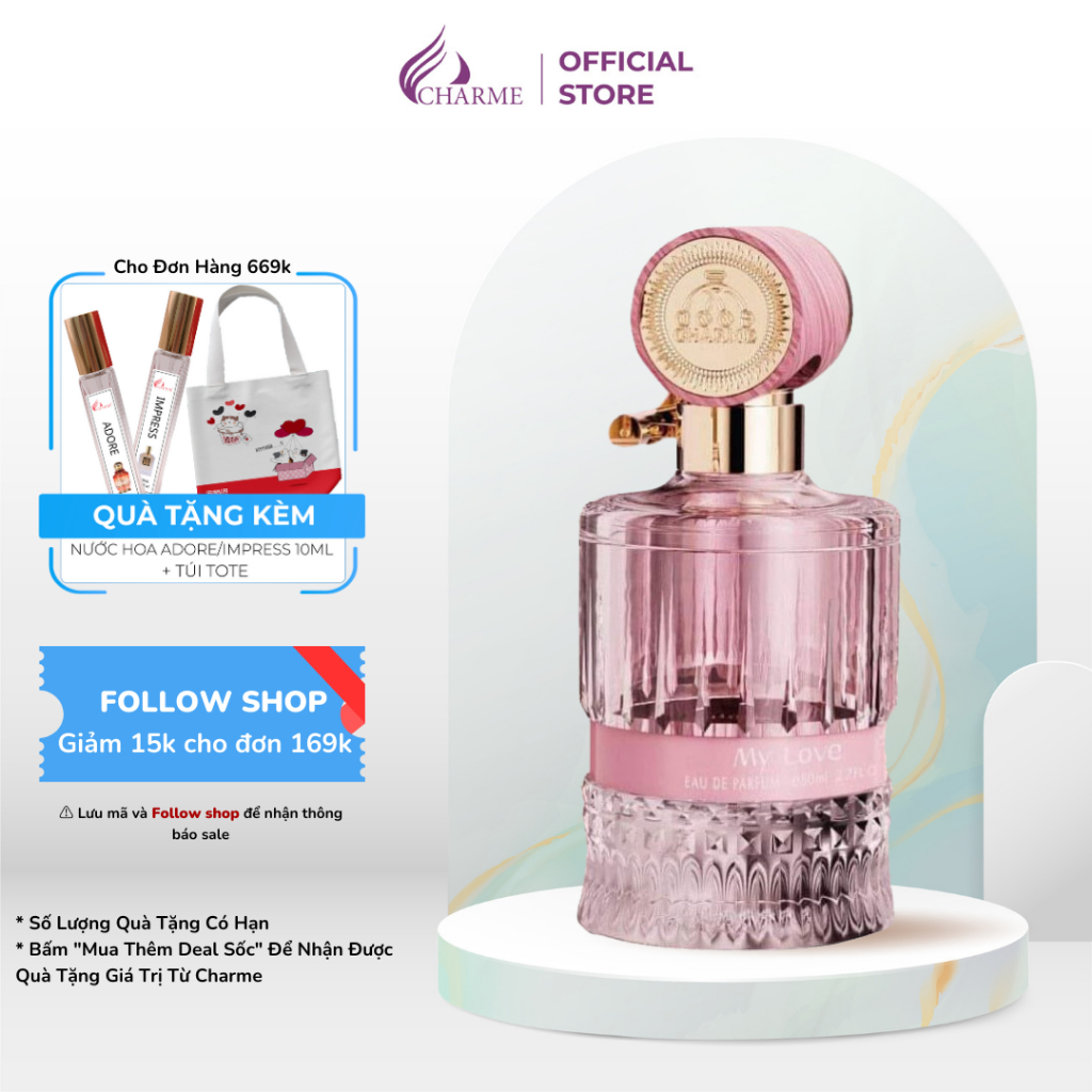 Nước hoa nữ cao cấp, Charme My Love,  dòng nước hoa lưu hương lâu, sang trọng, cho nàng thêm tự tin, 80ml
