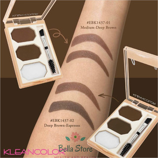 Bộ kit kẻ chân mày bột và sáp Kleancolor Eyebrow