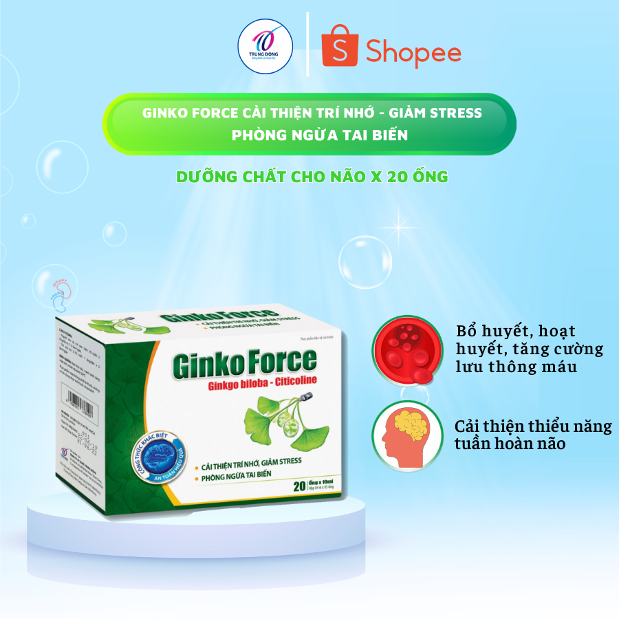 Ginko Force giúp giả.m các di chứng sau t.ai b.iến, bổ sung dưỡng chất cho não, tăng cường lưu thông máu não
