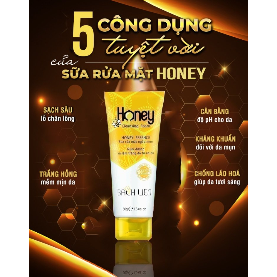 Sữa rửa mặt ngừa mụn Bạch Liên Honey 50g