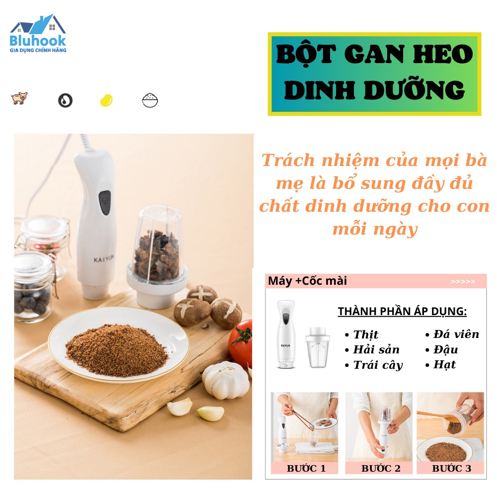 Máy Xay Cầm Tay Đa Năng KAIYUN, Máy Xay Sinh Tố, Máy Xay Dành Cho Bé, Nhỏ Gọn, Tiện Ích, Công Suất Lớn - Bluhook