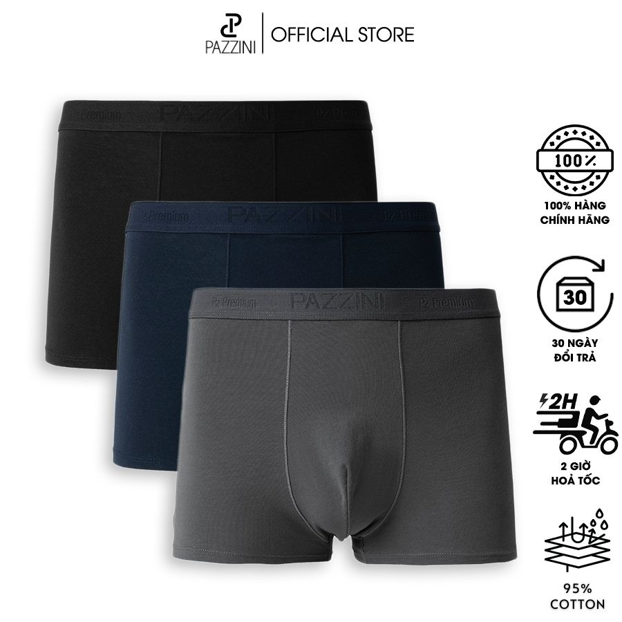 Quần lót nam boxer PAZZINI thun cotton xuất xịn cao cấp, quần sịp nam co giãn 4 chiều, thấm hút kháng khuẩn tốt - BX002.