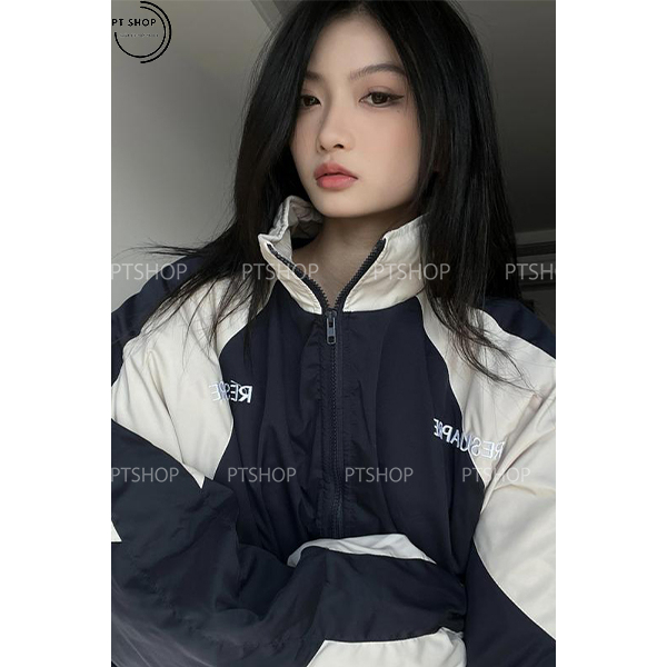 Áo khoác dù RESUAPRE Nam nữ unisex vải dù nhật 2 lớp phối chữ 2  bên phong cách học sinh hàn quốc