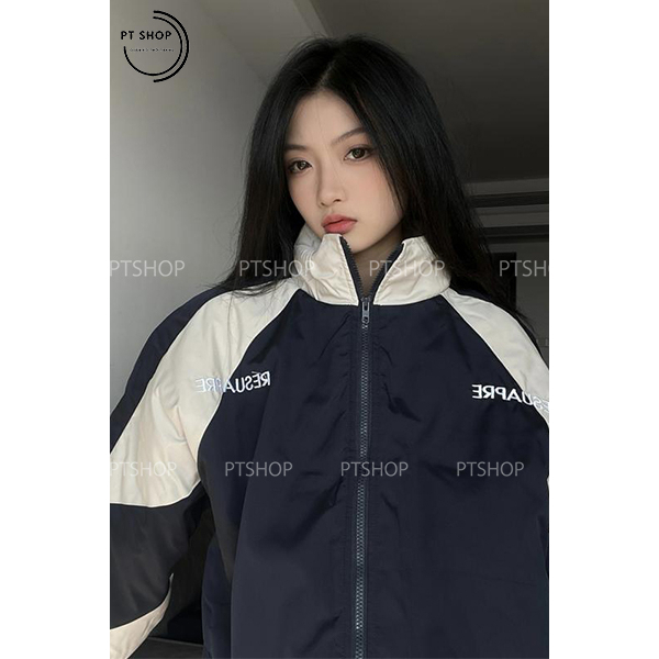 Áo khoác dù RESUAPRE Nam nữ unisex vải dù nhật 2 lớp phối chữ 2  bên phong cách học sinh hàn quốc