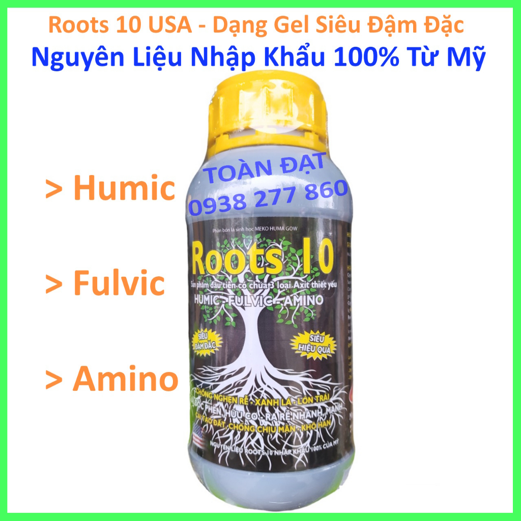 Phân Bón Roots 10 USA 500ml (dạng gel siêu đậm đặc), Kích Rễ Cực Mạnh, Phục Hồi Cây, Xanh Cây, Hạ Phèn Giảm Mặn