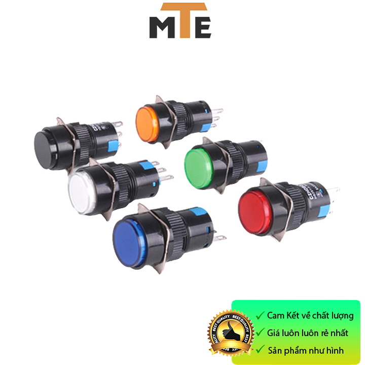 Công tắc nút nhấn LA16-11 16mm 3 chân tròn
