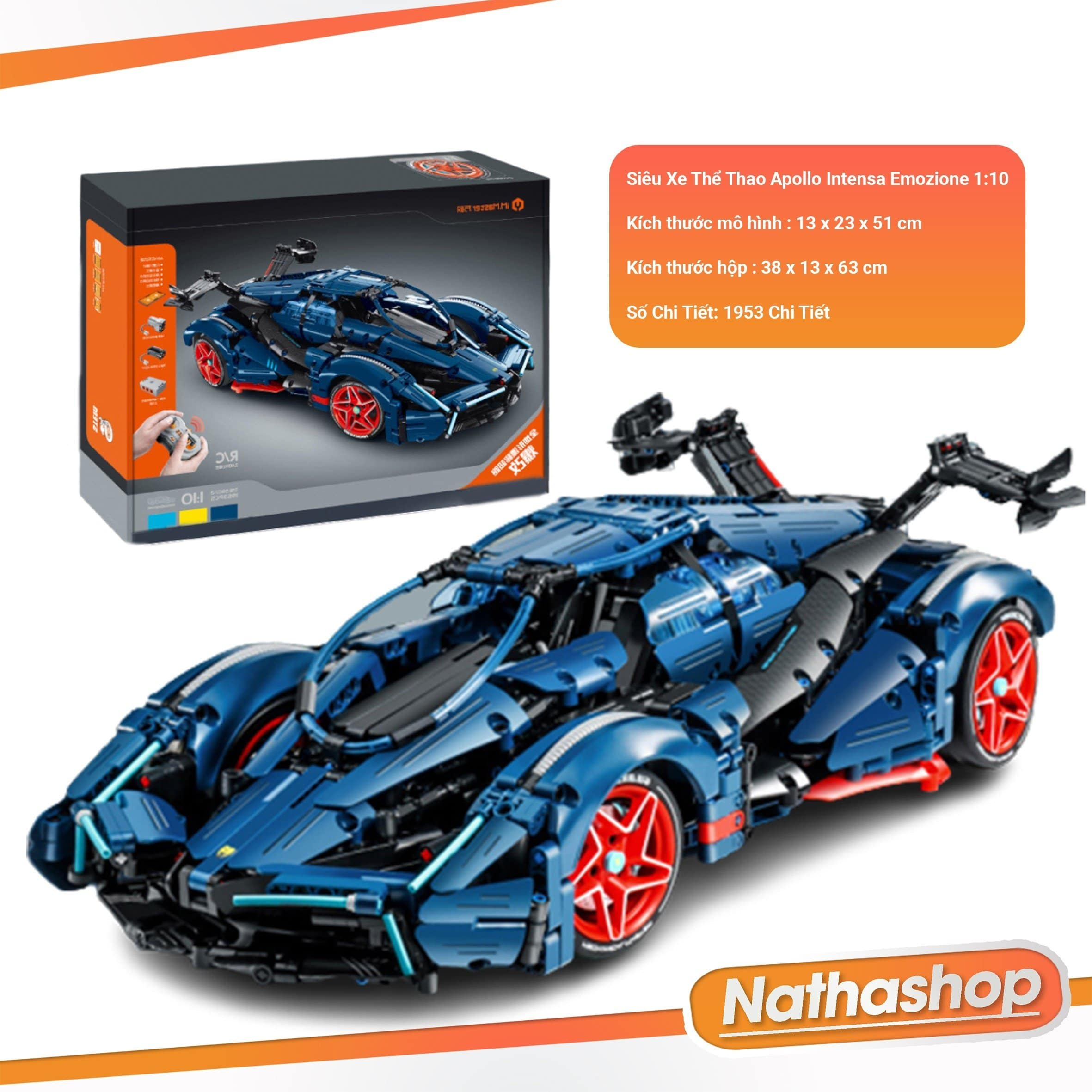 Mô hình lắp ráp LEGO Nathashop Siêu Xe Thể Thao Apollo Intensa Emozione tỉ lệ 1:10 2700 PCS
