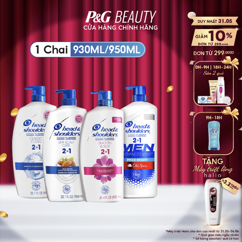 Gội xả 2in1 Head & shouder nhiều mùi hương 930ml/950ml