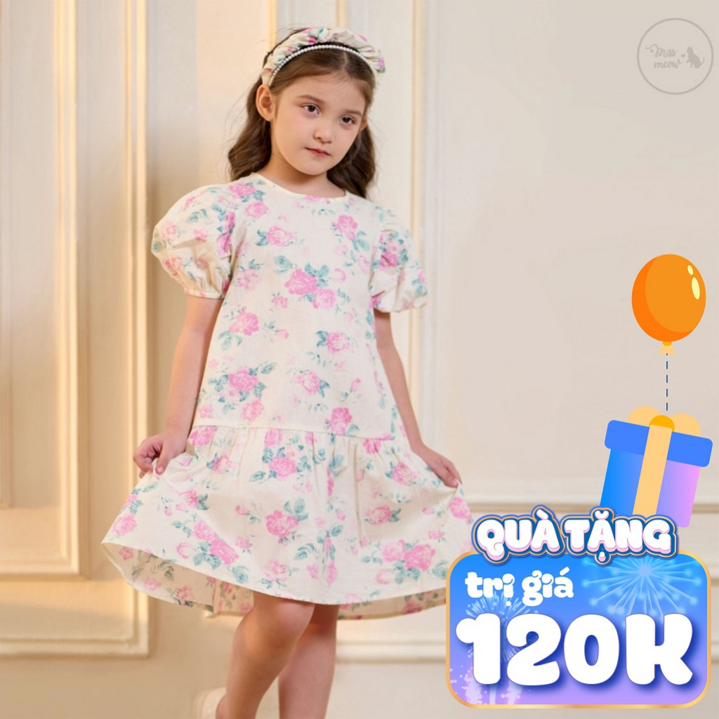 Váy cho bé gái Bigfox Miss Meow size đại mùa hè vải thô Hàn kiểu dáng babydoll dễ thương cỡ trẻ em 3-11 tuổi 30kg 35kg