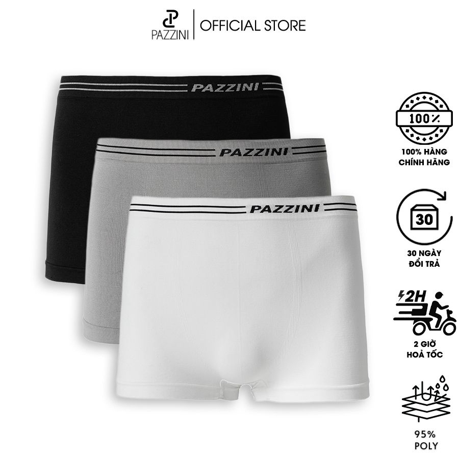 Quần lót nam boxer PAZZINI thun poly xuất xịn cao cấp, quần sịp nam co giãn 4 chiều, thấm hút kháng khuẩn tốt - BX005.