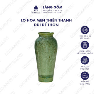 Bình hoa, lọ hoa Gốm sứ Bát Tràng Men hỏa biến màu Thiên thanh dáng Đùi dế thon dùng làm quà tặng, trang trí - LÀNG GỐM