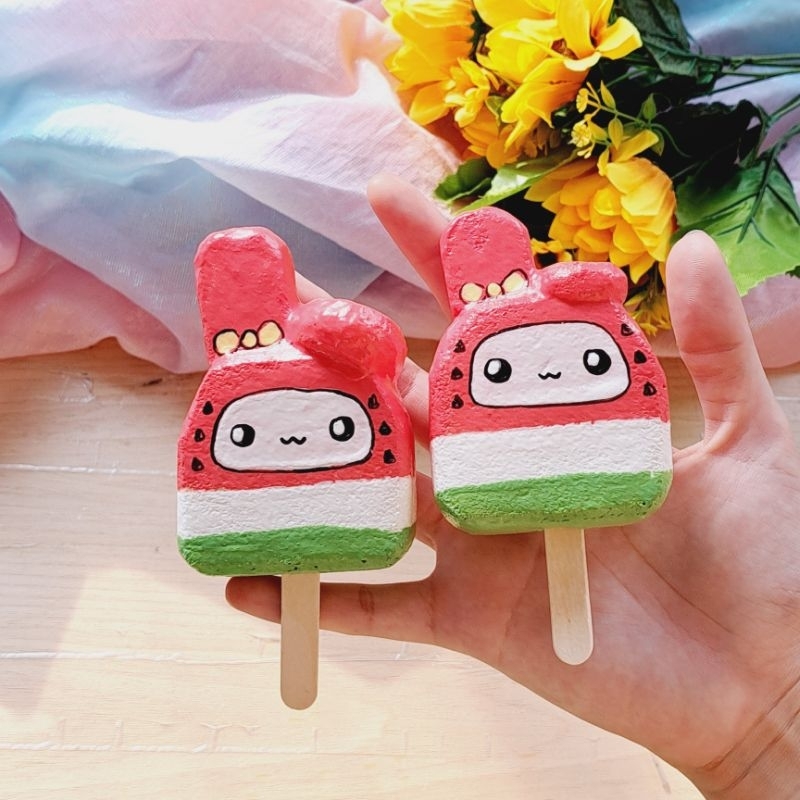 Squishy handmade KEM THỎ DƯA DẤU| Squishy tự làm an toàn và dễ thương