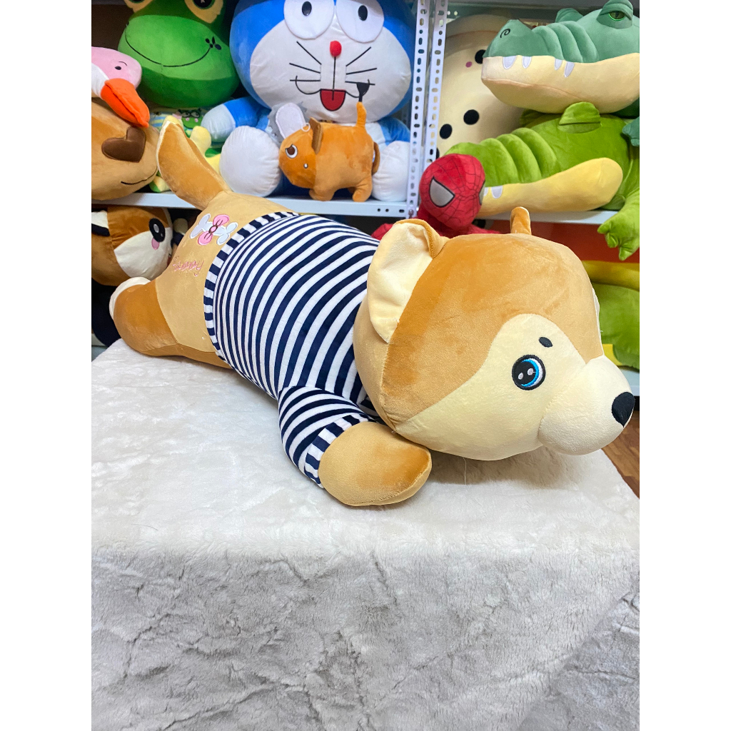 Gấu Bông Chó Bông Husky Mặt Dễ Thương - Chó Sói Quà Tặng Xám Vàng Size 80cm