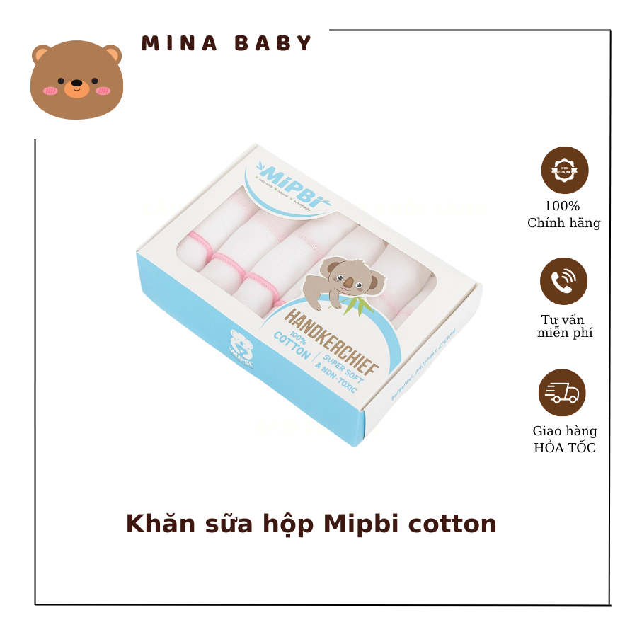 Khăn sữa hộp mipbi cotton 30x30 mipbi