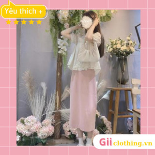 Set váy baby doll + chân váy hồng babydoll