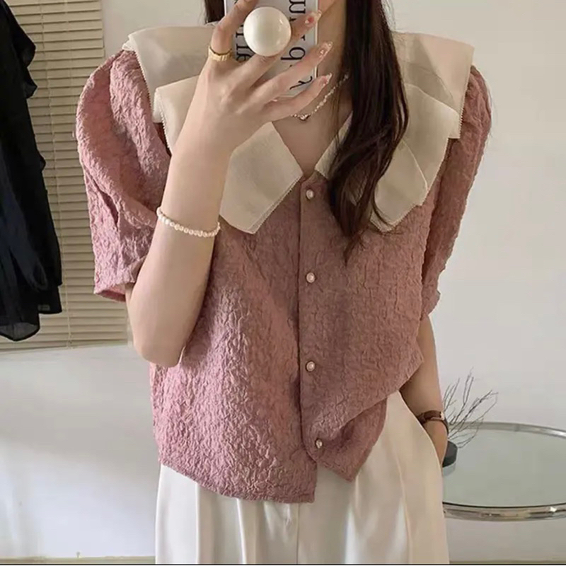 Áo sơ mi nữ cao cấp phối cổ nơ xếp