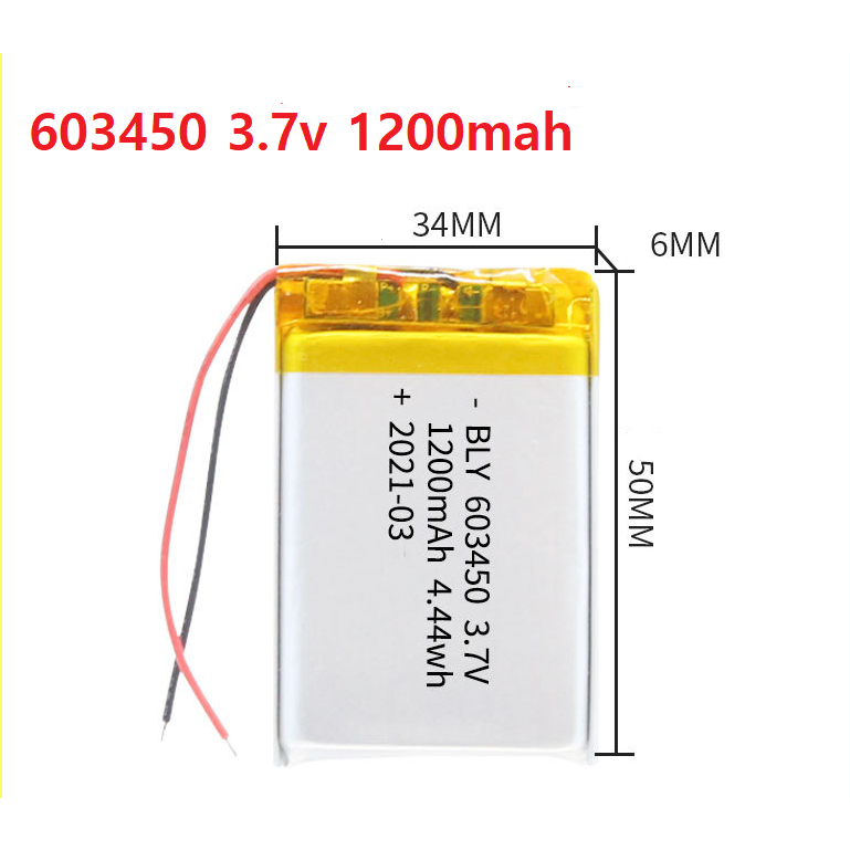 Pin Sạc Lithium Polymer 1s 3.7V 1200mah 603450 Cho tai nghe,loa Mp3 MP4 MP5 GPS PSP Bluetooth Mới 100%