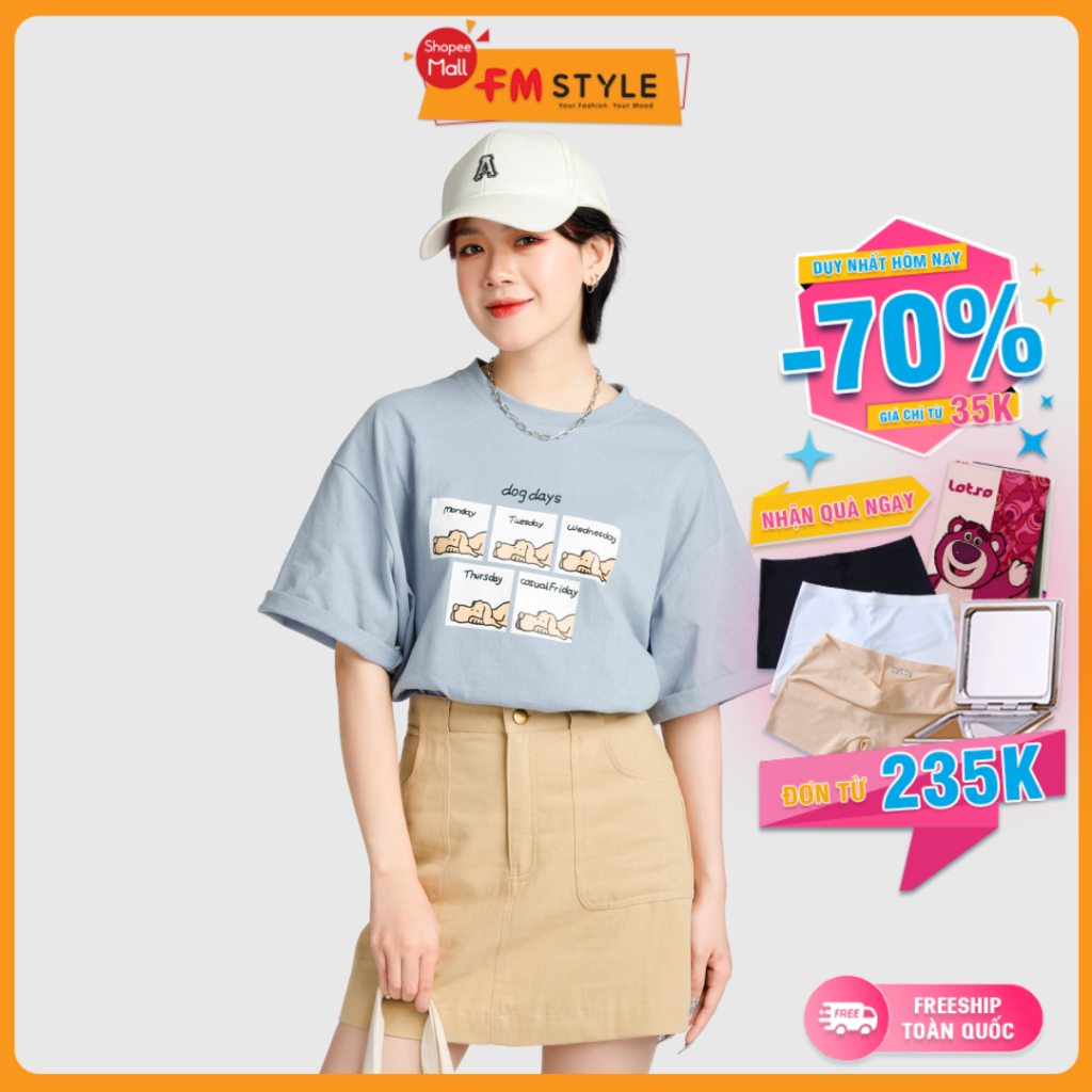 Áo thun tay lỡ form rộng FM STYLE đẹp oversize chất vải cotton mềm mịn thiết kế hình in dễ thương nhiều màu 210120021