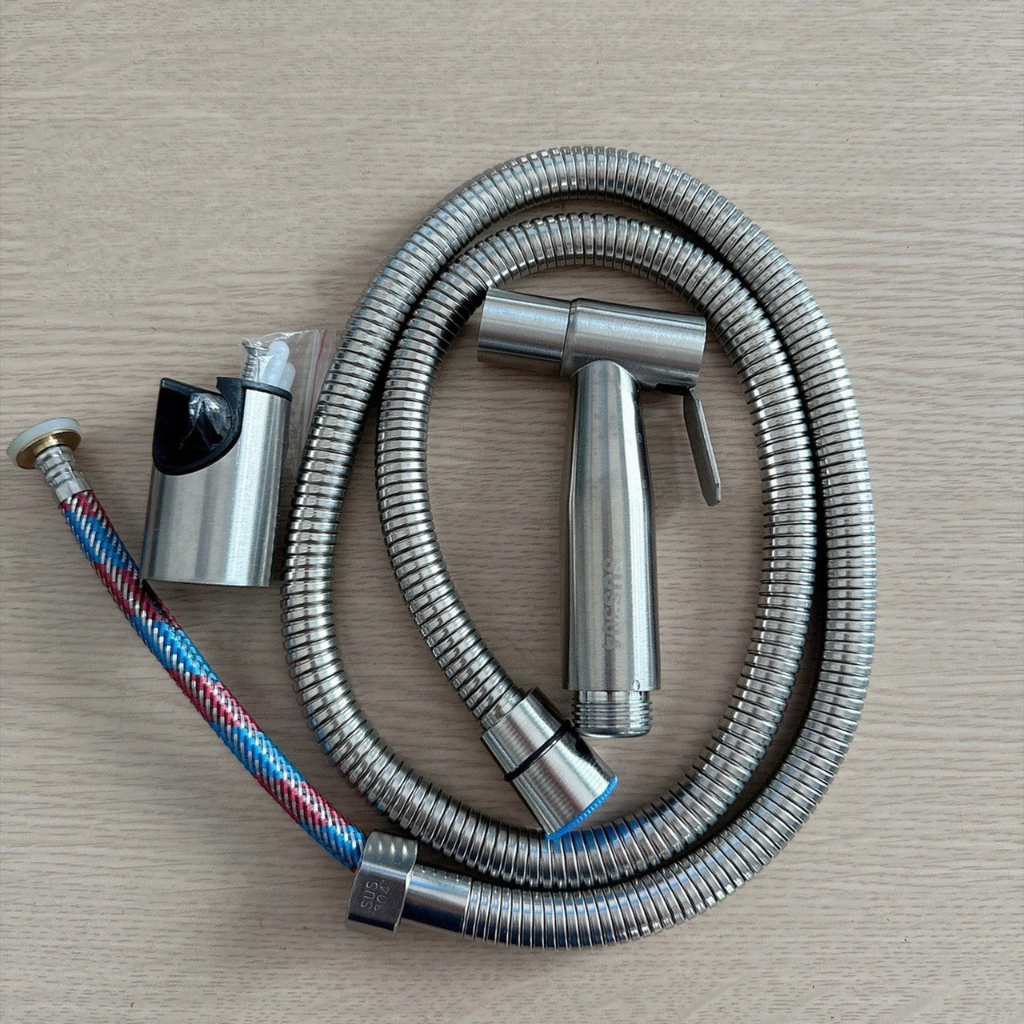 Bộ Vòi Xịt Dây Bố 3 Lớp Vệ Sinh Cầm Tay Inox SUS 304 Nhà Tắm Cao Cấp