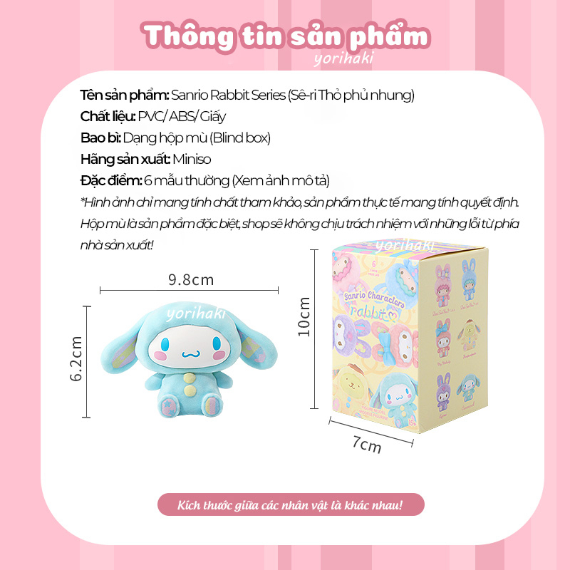 Blindbox Sanrio Rabbit - Mô hình Sanrio Characters - Mẫu 4. Thỏ phủ nhung