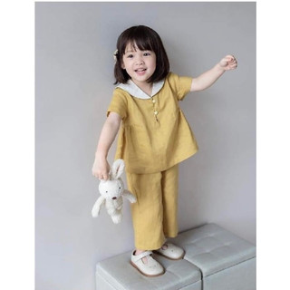 Rập giấy thiết kế, Rập giấy đồ đôi mẹ và bé gái áo cổ thuỷ thủ khuy chồm nhún eo quần xuông, Rập giấy cắt sẵn
