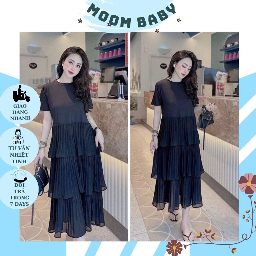 VÁY BẦU THIẾT KẾ XẾP LY 3 TẦNG CHẤT THUN MÁT ĐẸP- ĐẦM BẦU DỰ TIỆC SANG CHẢNH ĐIỆU ĐÀ