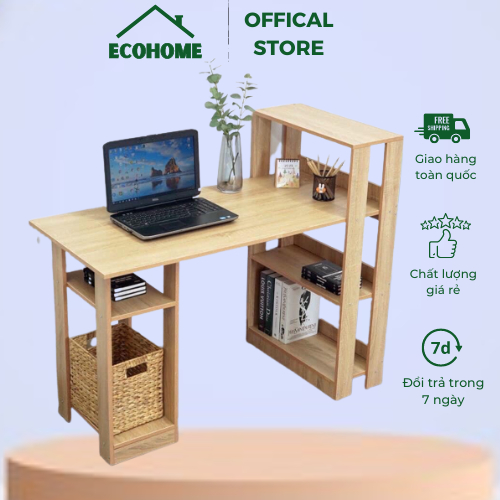 Bàn Học Chữ L Bàn Làm Việc Gỗ MDF Có Kệ Đứng 3 Tầng Đa Năng Để Đồ Dùng Laptop Gọn Gàng Tiện Lợi Decor Phòng Ngủ Hiện Đại