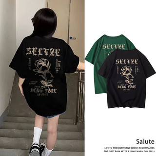 Salute Áo phông ngầu nữ local brand unisex form rộng basic thời trang In Chữ cao cấp Flower