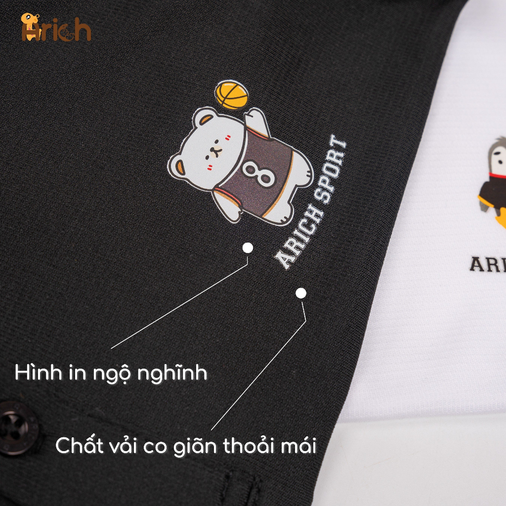 Set áo Polo và Quần thể thao Arich mềm mát cho bé (size 18 tháng đến 5 tuổi)