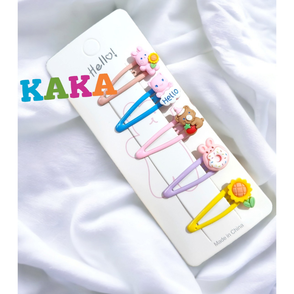 Set 5 kẹp mái bấm đính icon cho bé Hàn Quốc