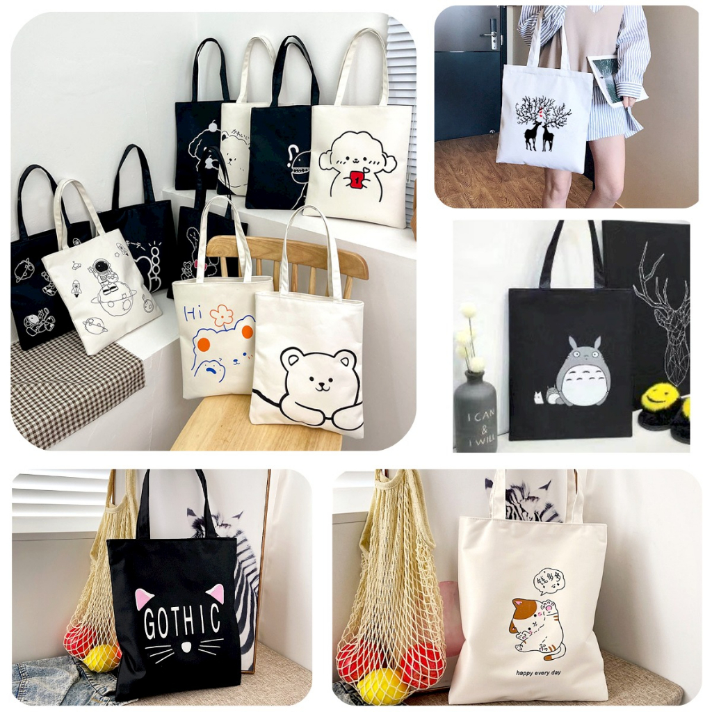 Túi tote vải đeo chéo canvas đi học giá rẻ có khoá kéo phong cách hàn quốc TT01 YOUNGZ | BigBuy360 - bigbuy360.vn