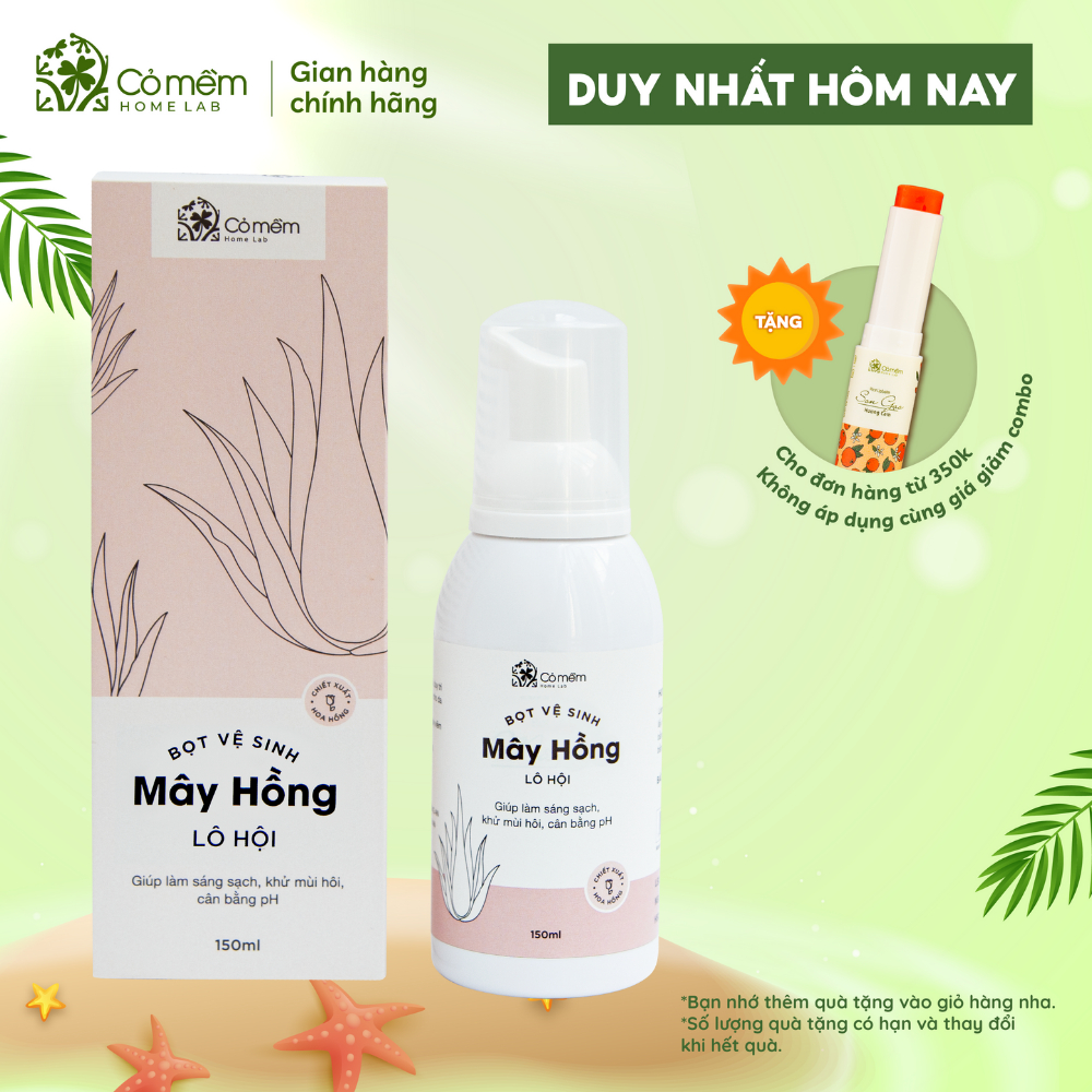 Bọt Vệ Sinh Phụ Nữ Mây Hồng Tinh Chất Lô Hội Dưỡng Ẩm Cỏ Mềm 150ml
