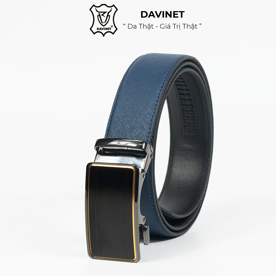 Thắt Lưng Da Bò Safiano DAVINET Tlm21-01 Cao Cấp, Siêu Bền, Da Bò Ý Bảo Hành 5 Năm