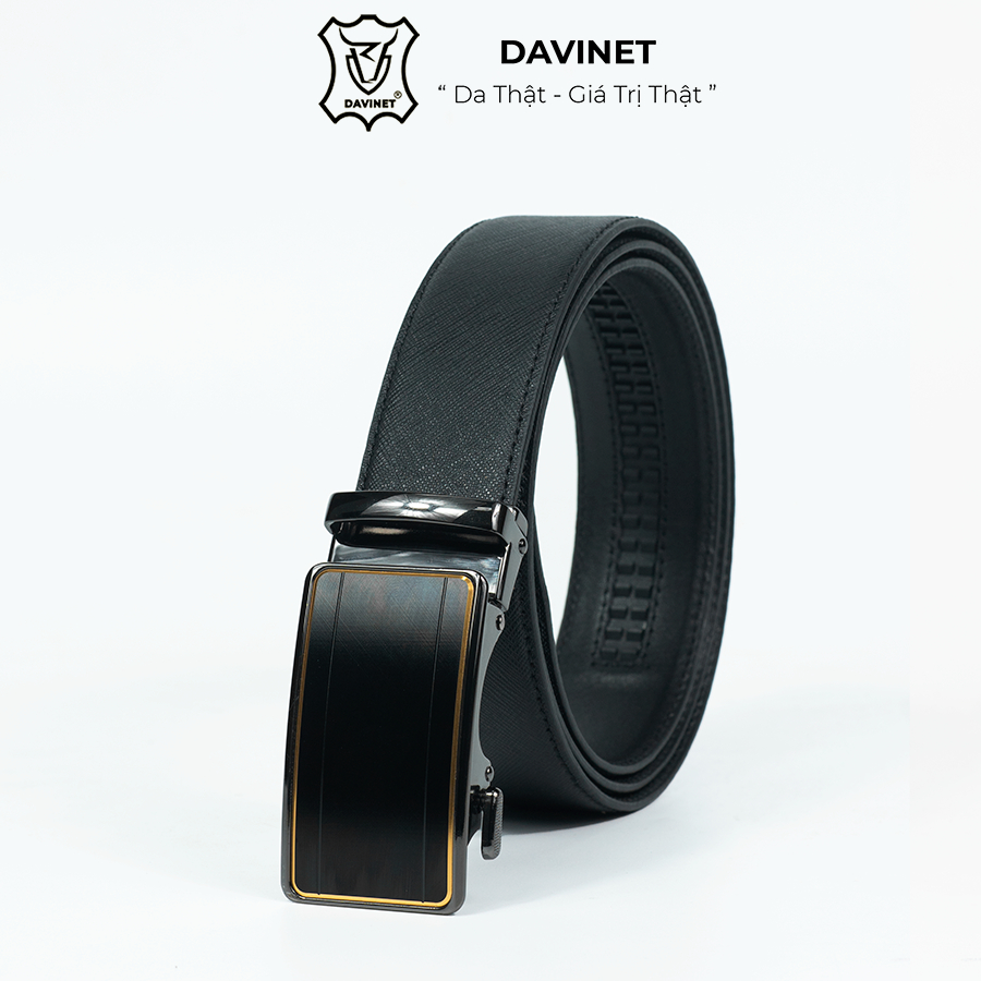 Thắt Lưng Da Bò Safiano DAVINET Tlm21-01 Cao Cấp, Siêu Bền, Da Bò Ý Bảo Hành 5 Năm