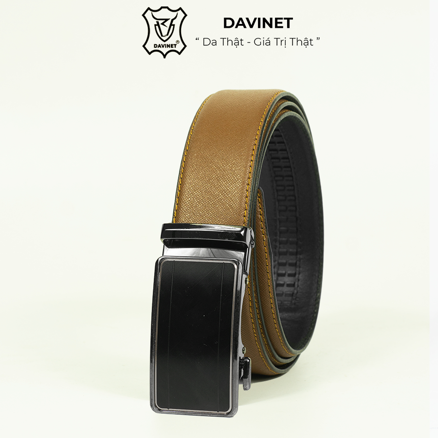 Thắt Lưng Da Bò Safiano DAVINET Tlm21-01 Cao Cấp, Siêu Bền, Da Bò Ý Bảo Hành 5 Năm