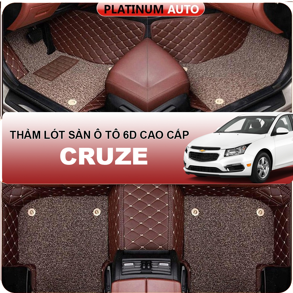 Thảm lót sàn ô tô 6D Chevrolet Cruze - Da PU cao cấp, Không mùi, Giảm 20% tiếng ồn