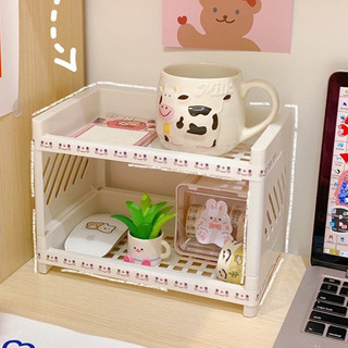 Kệ Nhựa 2 Tầng Đựng Đồ Decor, Mỹ Phẩm Phong Cách Hàn Quốc Siêu Đáng Yêu [Xinh Lắm Cơ Í]