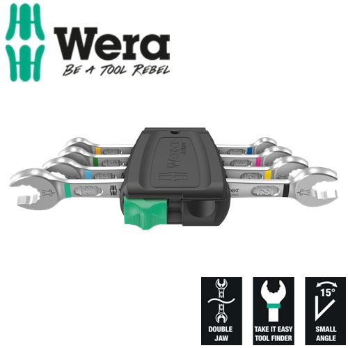 Bộ cờ lê đầu tròng hai đầu miệng Wera 05020314001 6005 Joker 4 Set 1 Double open-ended wrench set gồm 4 cái