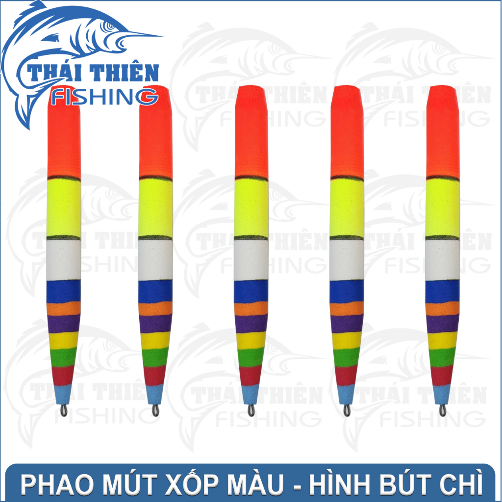 Combo 5 Cái Phao Câu Cá Hình Bút Chì Bằng Mút Xốp Màu Nhiều Kích Thước