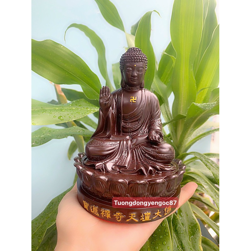 Tượng phật a di đà nâu ngồi ( cao 14 cm )