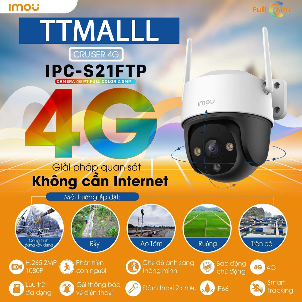 [nhap Tongimou giam 30k]Camera wifi IMOU dùng sim 4g  Full Color IPC-S21FTP đàm thoại 2 chiều chính hãng  bảo hành 2 năm