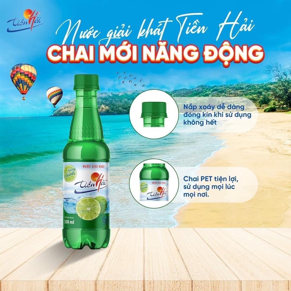 Nước Giải Khát Tiền Hải  330ml ( Block 6 chai ) - Đồ uống tuổi thơ 8X 9X